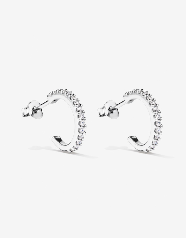 Michael Hill - Half Hoop Stud Earrings with Cubic Zirconia in Sterling Silver