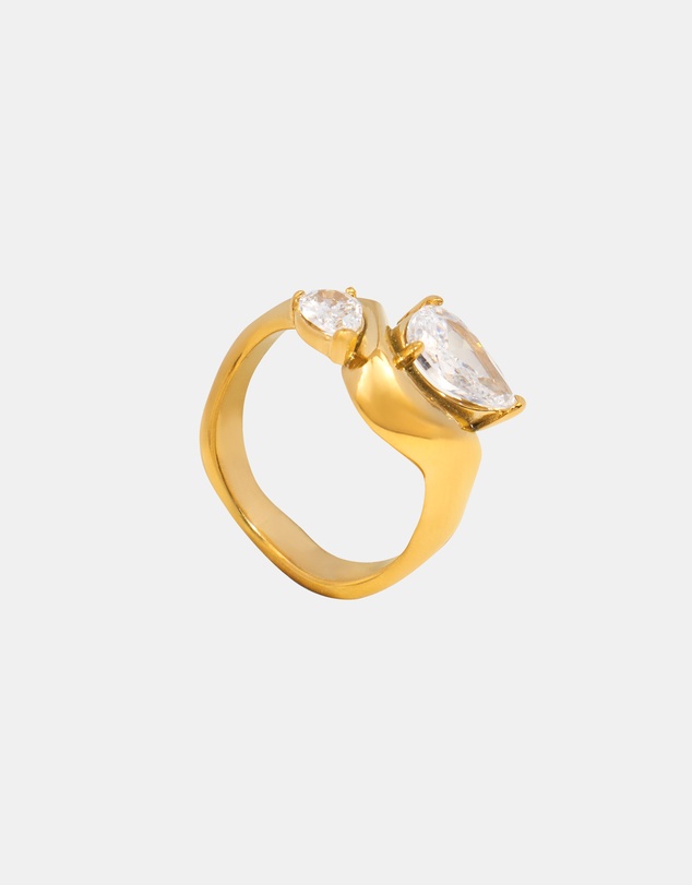 Zoe Olivia - Waterproof Thick Cubic Zirconia Wave Ring