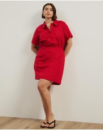 Atmos&Here Curvy - Remi Linen Blend Mini Shirt Dress