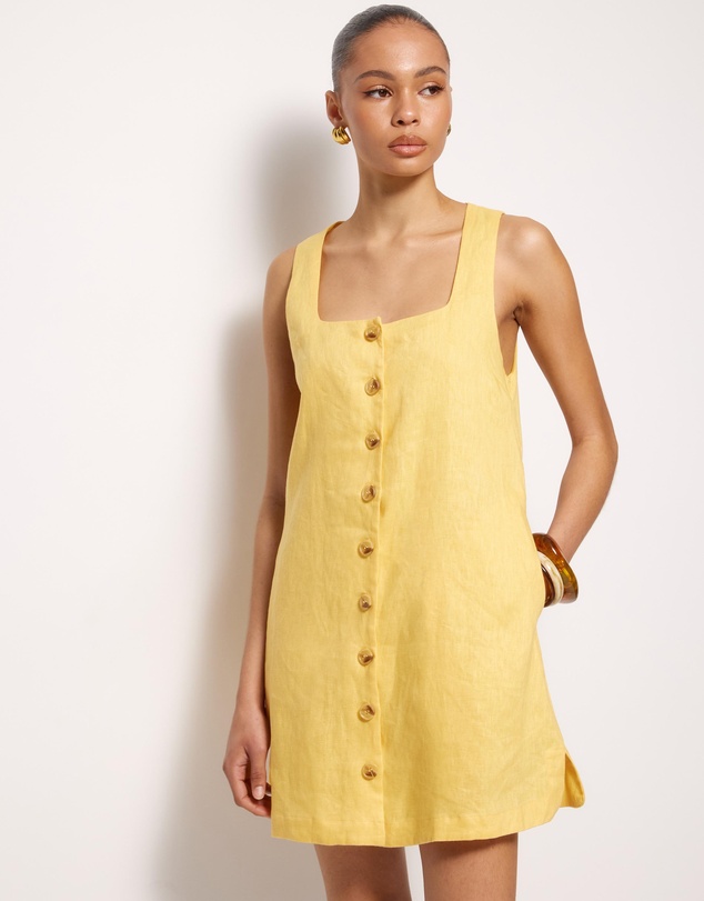 AERE - Bari Linen Button Down Mini Dress