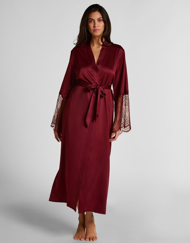 Hunkemoller - Long Satin Lace Kimono