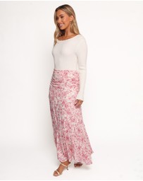 Petal & Pup - Velda Ruched Maxi Skirt - Pink Floral