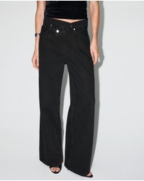 M.N.G - Wide-Leg Mid-Rise Jeans With A Crossover Waistband