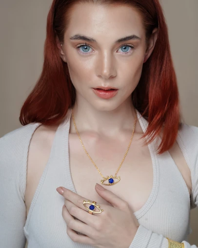 Meshca - Evil Eye Necklace In Lapis