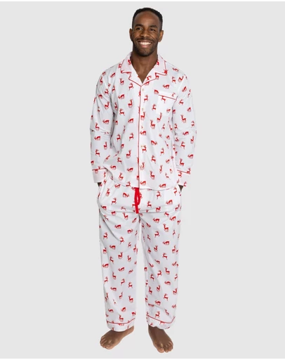 Sant And Abel - Men's Reindeer Red Long PJ Set