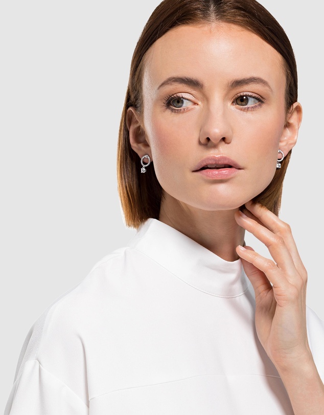 Swarovski - Constella hoop earrings, Round cut, White, Rhodium plated