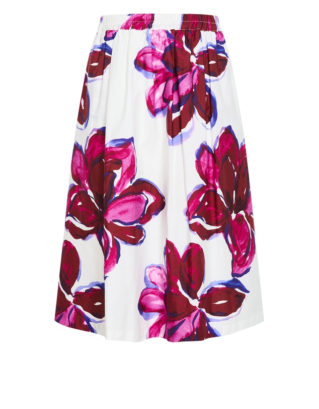 City Chic - Plus Size Holiday Bloom Print Midi Skirt - white