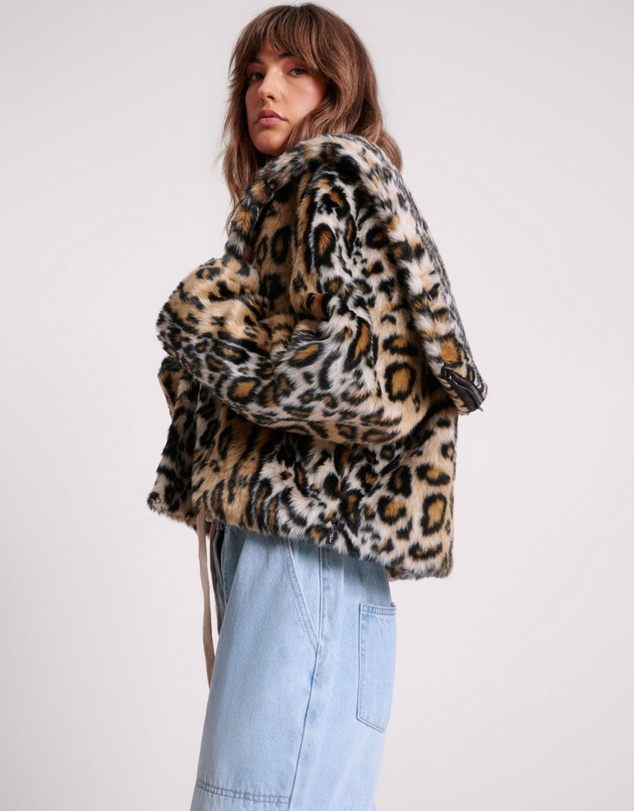 ONE TEASPOON - Faux Leopard Split Hood Jacket