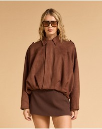 MVN - Faux Suede Bomber Jacket