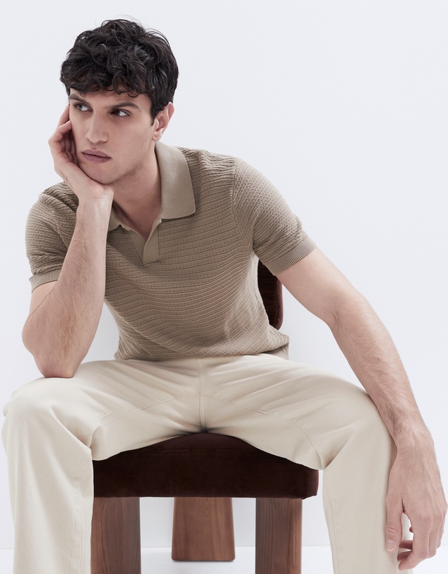 UNISON - Pointelle Stitch Knit Polo
