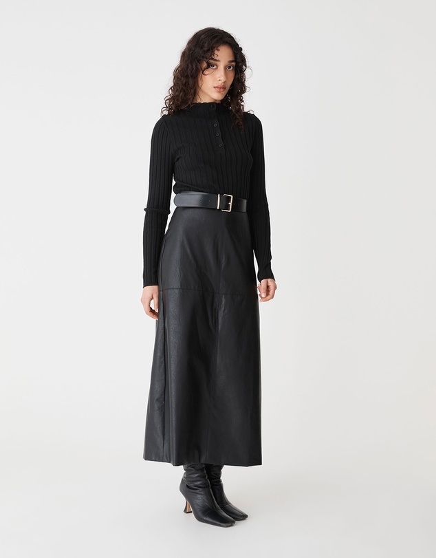 Forcast - Inez Mock Neck Henley Knit