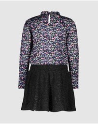 B.Nosy - Long Sleeve Floral Dress with Glitter Skirt - Kids-Teens
