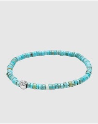 Nialaya Jewellery - Men's Wristband with Turquoise Heishi Beads