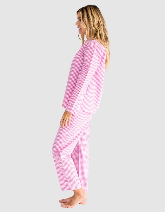 Sant And Abel - Women's Hepburn Gingham Pink Long PJ Set
