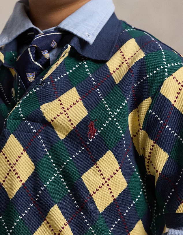 Polo Ralph Lauren - Argyle Print Cotton Mesh Polo Shirt - Teens
