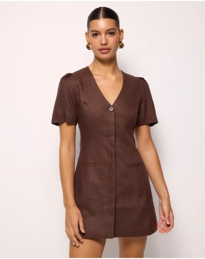AERE - Luna Linen Tailored Mini Dress