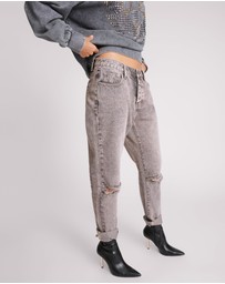 ONE TEASPOON - Saints Low Waist Boyfriend Denim Jeans - Dusty Smoke