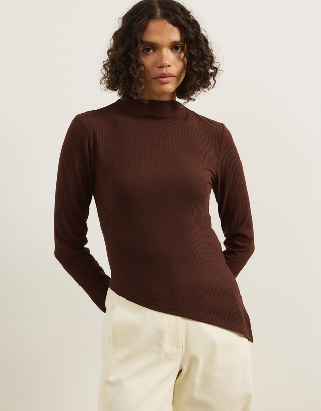 Atmos&Here - Long Sleeve Boat Neck Jersey Top