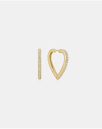 Ania Haie - Ania Haie Gold Medium Sparkle Heart Huggie Hoop Earrings