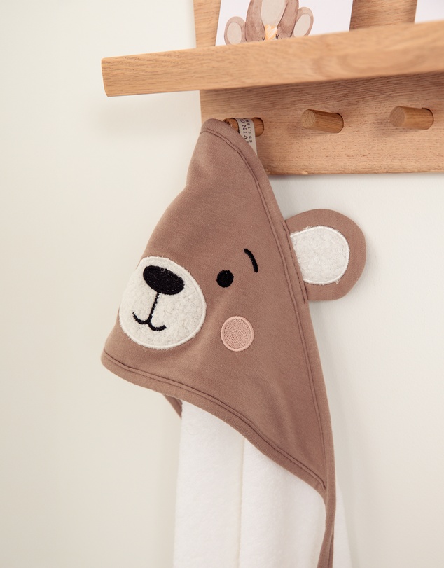 Living Textiles - Organic Hooded Towel - Cuddly Bear
