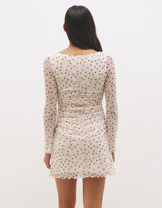 MON RENN - Vesper Spot Long Sleeve Mini Dress