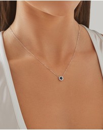 Michael Hill - Halo Pendant with Sapphire & 0.14 Carat TW of Diamonds in 10kt White Gold