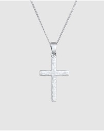 Elli Jewelry - Necklace Cross Pendant Modern Structured in 925 Sterling Silver