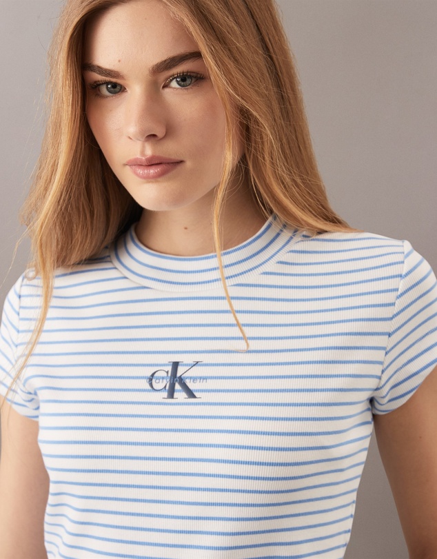 Calvin Klein Jeans - Yarn-Dyed Stripe Monologo Baby Tee