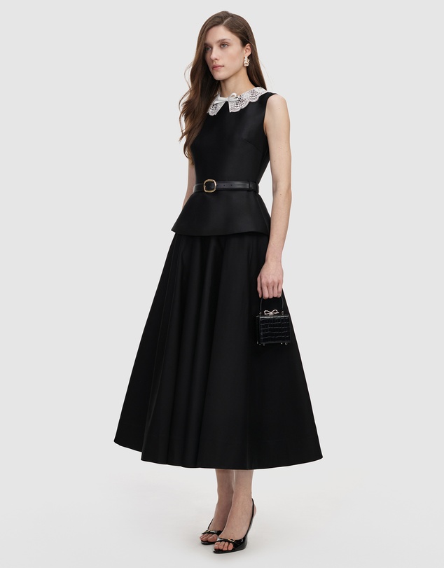 Self Portrait - Taffeta Peplum Midi Dress