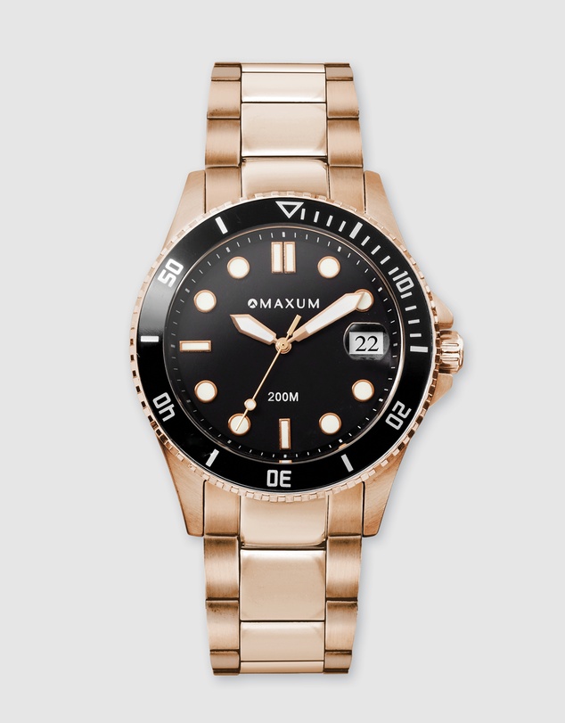 Maxum - Liberty Black Dial With Rose Gold Bracelet & Case