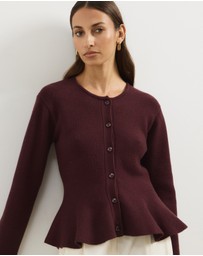 Atmos&Here - Thea Peplum Hem Knit Cardigan