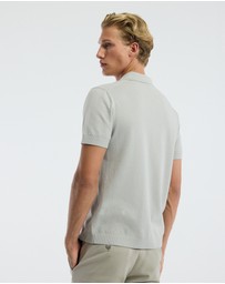 Calibre - Cotton Zip Neck Polo Silver