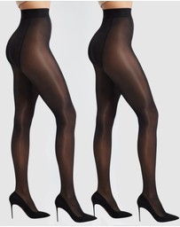 High Heel Jungle - 15 Denier Glazed Finish Tights- Luminous 2pack