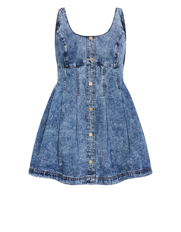 City Chic - Plus size Alexa Denim Mini Dress - mid wash