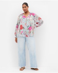 City Chic - Plus size SHIRT SIENNA PRT - Mint Botanique