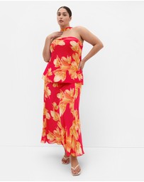 City Chic - Soiree Print Frill Detail Top
