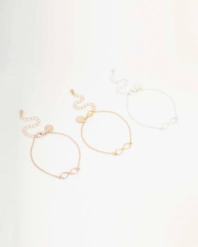 Lovisa - Mixed Metals Infinity Bracelets 3-Pack