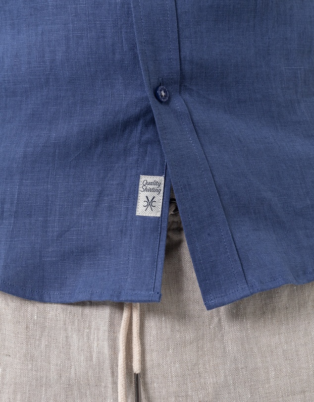 Coast Clothing - Long Sleeve Linen Shirt: Indigo Blue