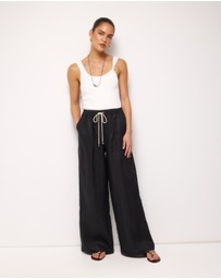 AERE - Contrast Drawcord Linen Pants