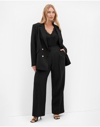 City Chic - Plus size Ella Double Breasted Relaxed Blazer - black