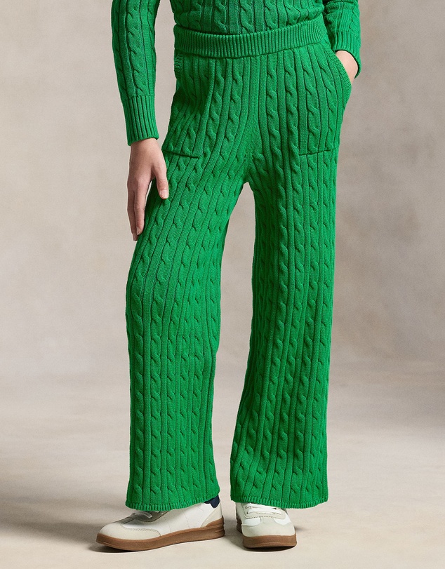 Polo Ralph Lauren - Cable-Knit Cotton Wide-Leg Sweater Pants - Teens