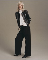 M.N.G - High Collar Satin Blouse