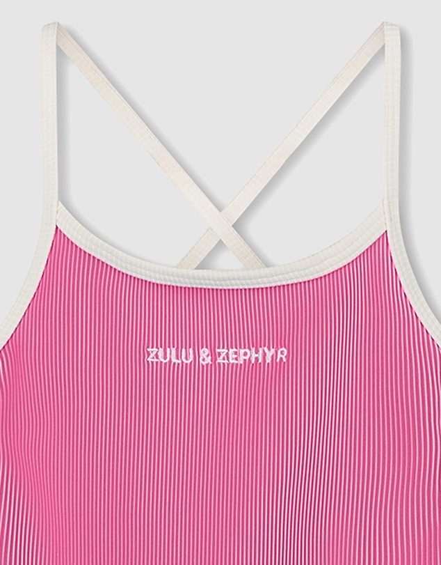 Zulu & Zephyr Mini - Mini Stripe Rib Logo One Piece - Kids