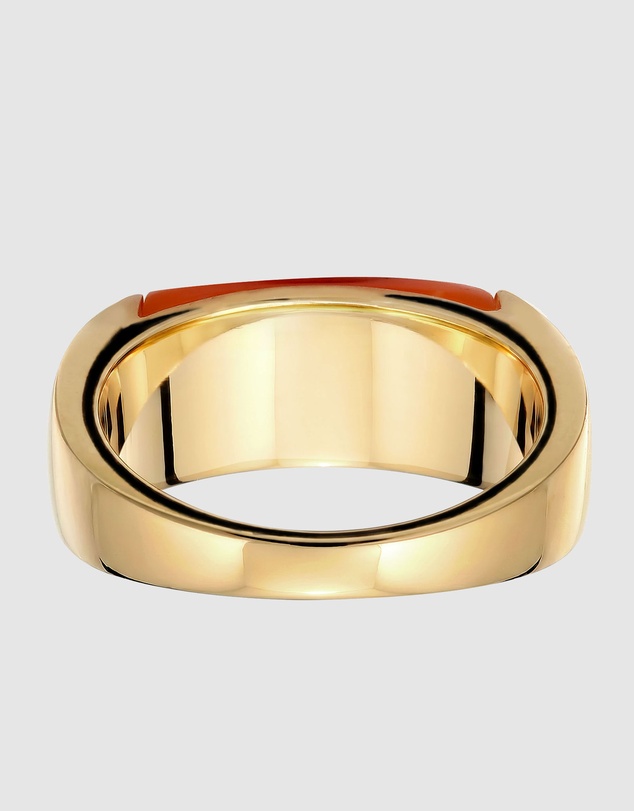 Elli Jewelry - Orange Resin Signet Ring in Gold-Plated 925 Silver