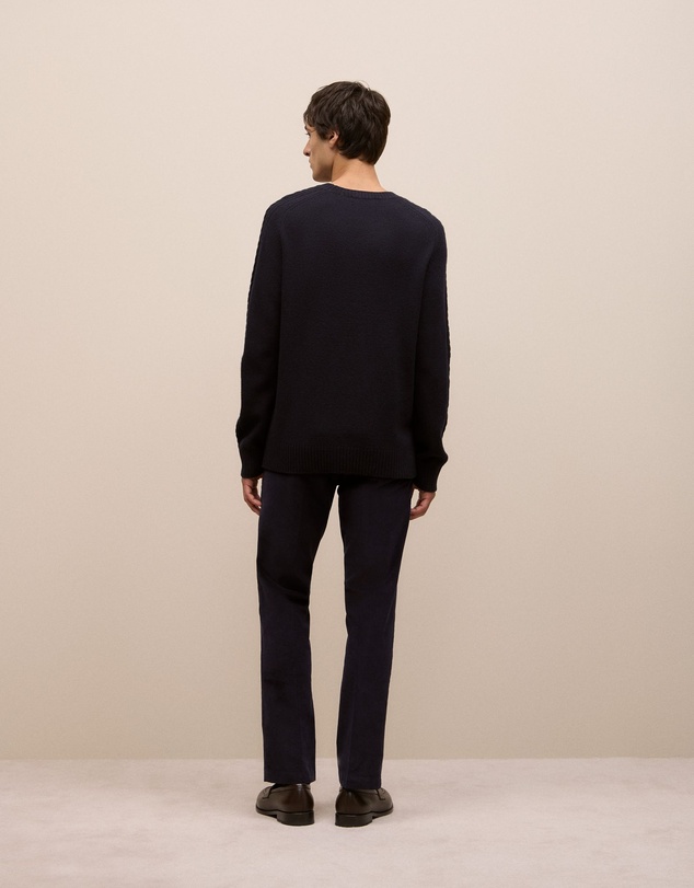 Trenery - Merino Cable Detail Crew in Navy