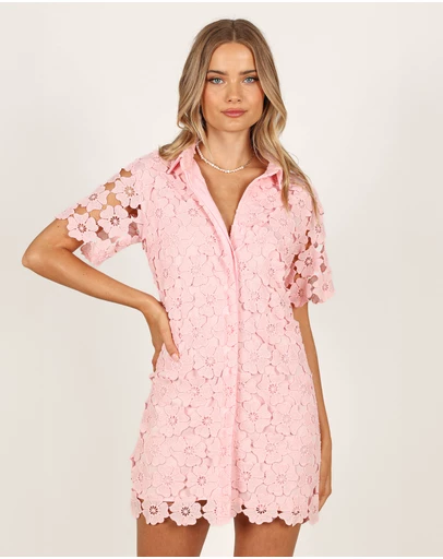 Petal & Pup - Tallie Button Up Mini Dress - Pink
