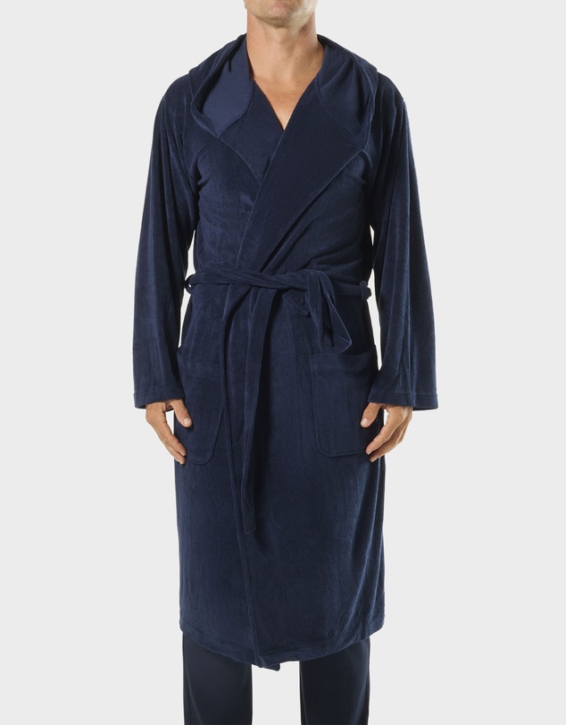 Mitch Dowd - Mens Frenchie Hooded Robe - Navy