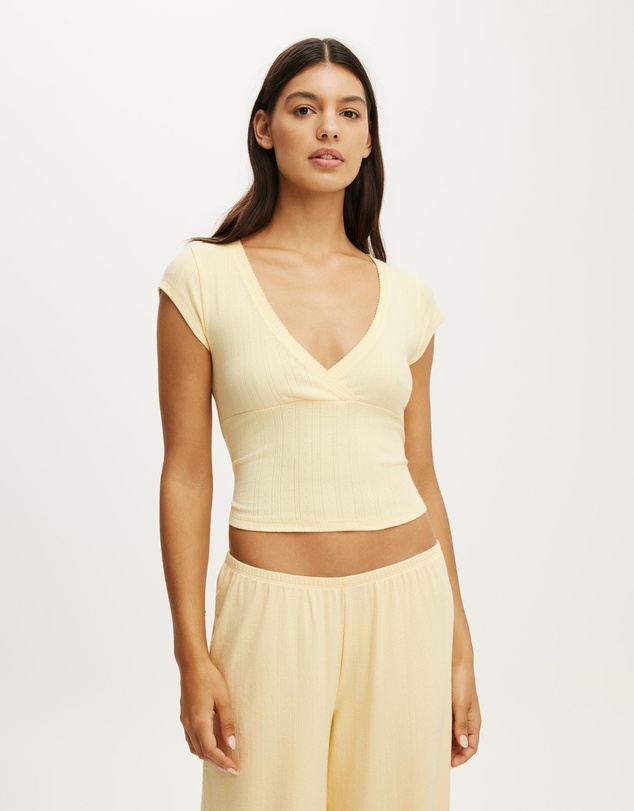 Cotton On Body - Dreamy Soft Pointelle Cross Over Tee