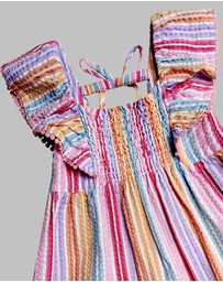 Huxbaby - Rainbow Stripe Shirred Frill Dress - Babies-Teens
