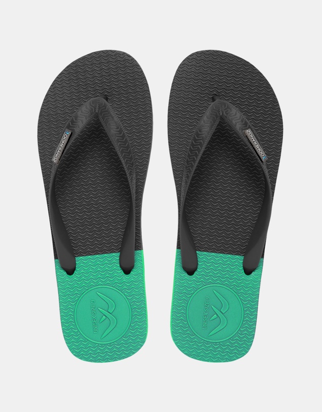 Boomerangz Footwear - Men's Black/Grey/Teal Thongs with arch support and 2 x interchangeable straps